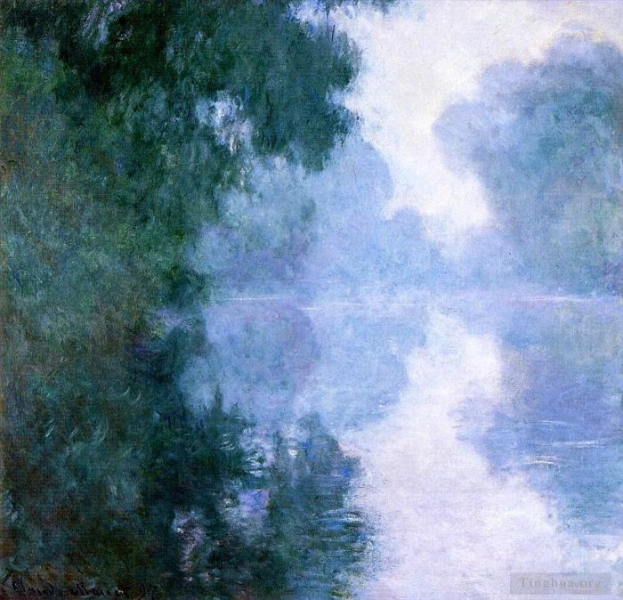 Claude Monet Ölgemälde - Arm der Seine bei Giverny im Nebel II