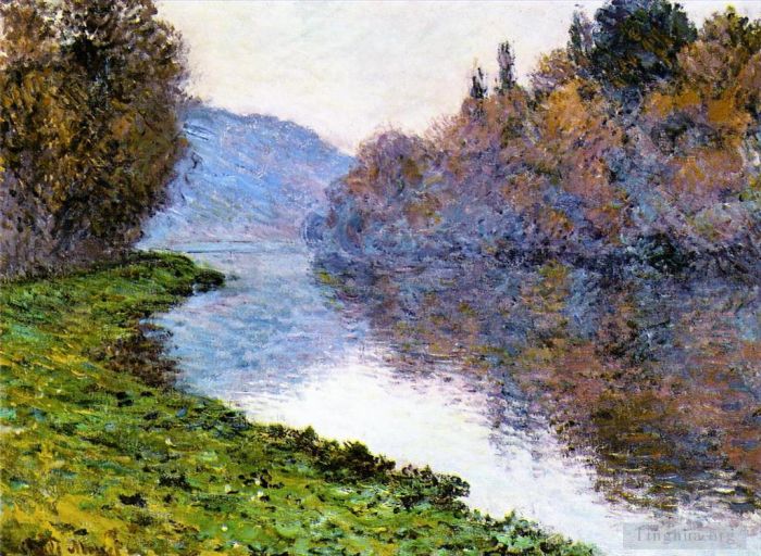 Claude Monet Ölgemälde - Ufer der Seine bei Jenfosse klares Wetter