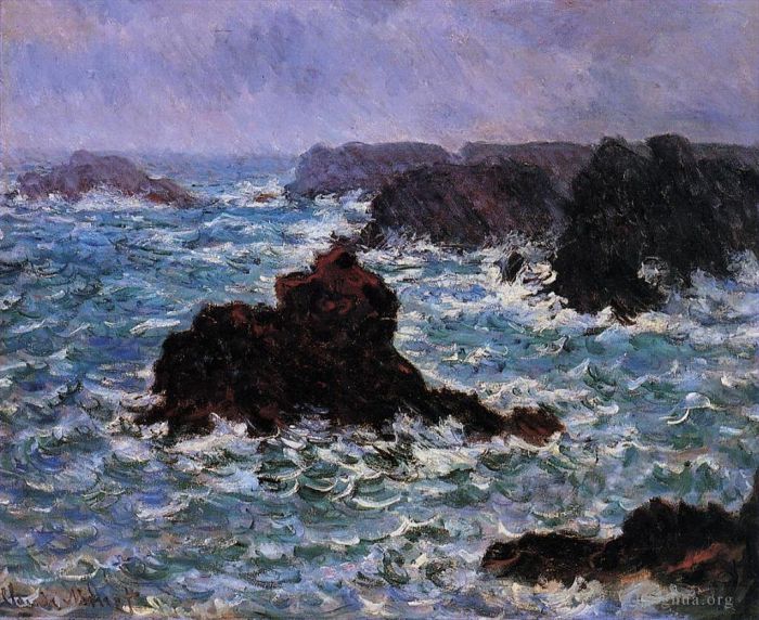 Claude Monet Ölgemälde - BelleIle-Regeneffekt