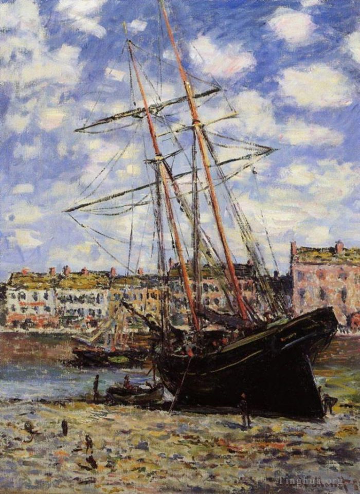 Claude Monet Ölgemälde - Boot bei Ebbe in Fécamp