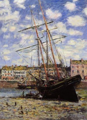 Claude Monet Werk - Boot bei Ebbe in Fécamp