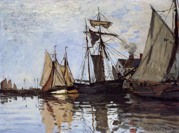 Claude Monet Ölgemälde - Boote im Hafen von Honfleur