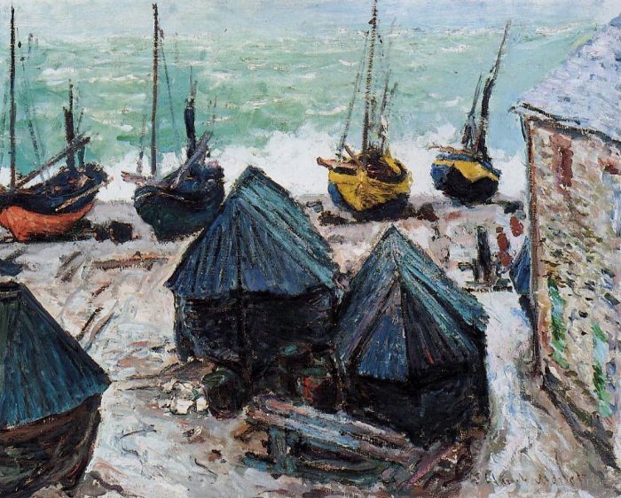 Claude Monet Ölgemälde - Boote am Strand Etretat