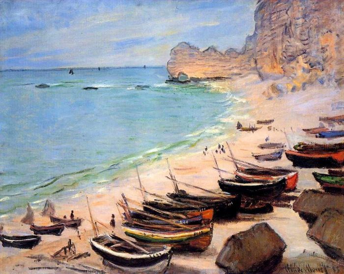 Claude Monet Ölgemälde - Boote am Strand von Etretat