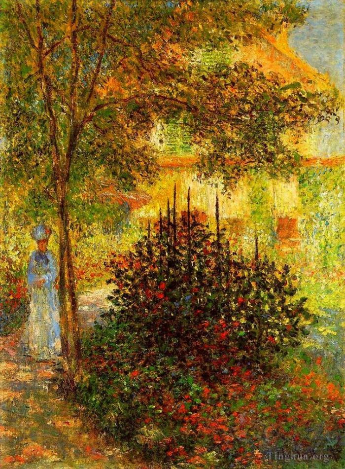 Claude Monet Ölgemälde - Camille Monet im Garten des Hauses in Argenteuil