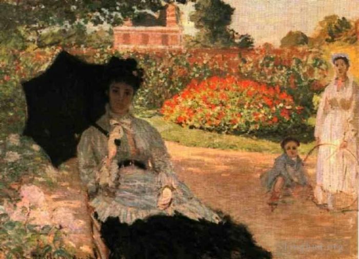 Claude Monet Ölgemälde - Camille im Garten mit Jean und seiner Nanny