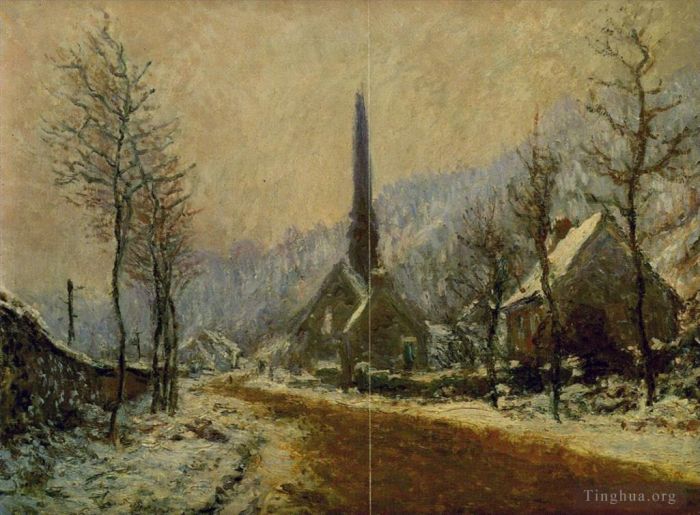 Claude Monet Ölgemälde - Kirche in Jeufosse Schneewetter
