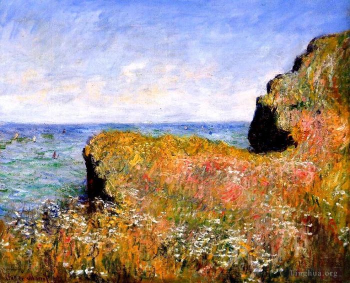 Claude Monet Ölgemälde - Rand der Klippe bei Pourville
