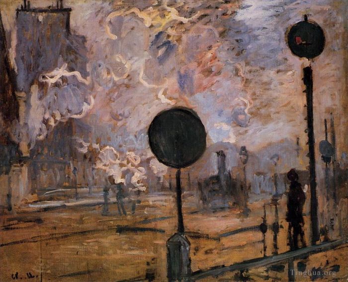 Claude Monet Ölgemälde - Außenansicht des Bahnhofs Saint Lazare, auch bekannt als The Signal