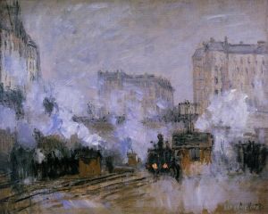 Claude Monet Werk - Außenansicht des Bahnhofs Saint Lazare Ankunft eines Zuges