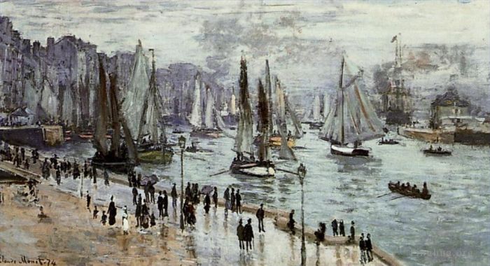 Claude Monet Ölgemälde - Fischerboote verlassen den Hafen von Le Havre