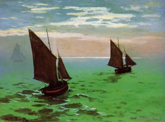 Claude Monet Ölgemälde - Fischerboote auf See