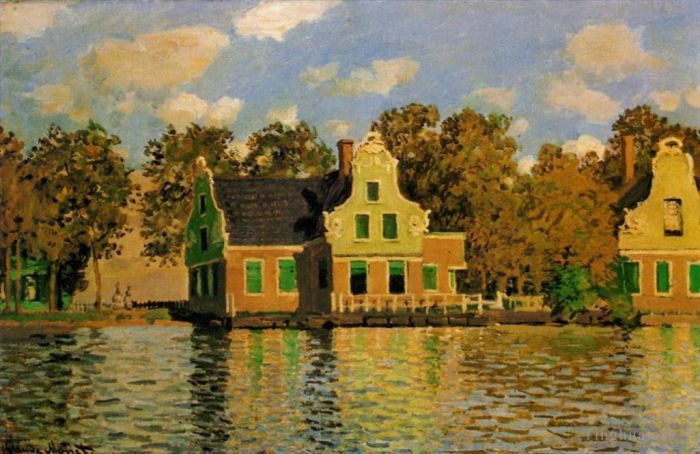 Claude Monet Ölgemälde - Häuser am Fluss Zaan in Zaandam