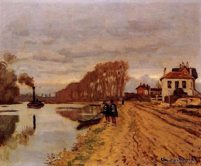 Claude Monet Ölgemälde - Infanterie-Garde wandert am Fluss entlang