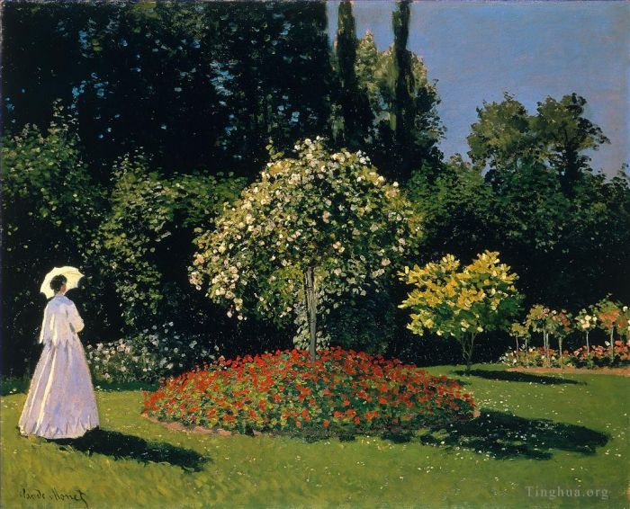 Claude Monet Ölgemälde - JeanneMarguerite Lecadre im Garten