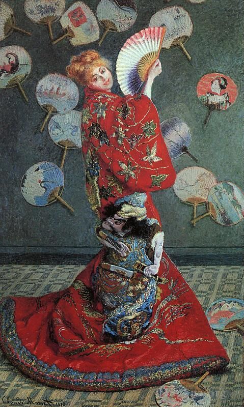 Claude Monet Ölgemälde - La Japonaise Camille Monet im japanischen Kostüm
