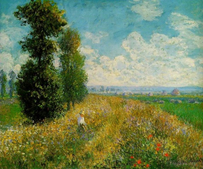 Claude Monet Ölgemälde - Wiese mit Pappeln, auch Pappeln genannt, in der Nähe von Argenteuil
