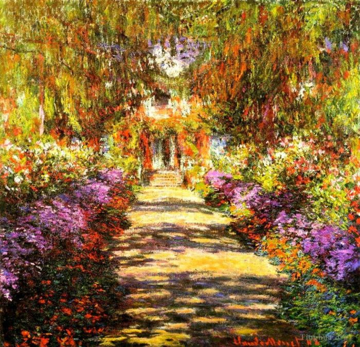 Claude Monet Ölgemälde - Weg in Monets Garten in Giverny