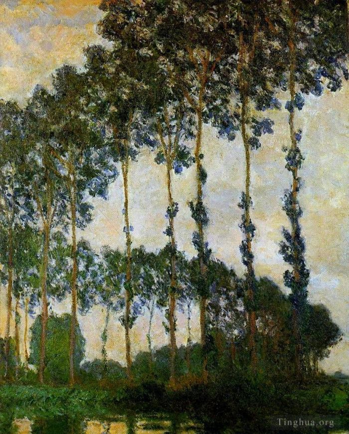 Claude Monet Ölgemälde - Pappeln in der Nähe von Giverny. Bewölktes Wetter