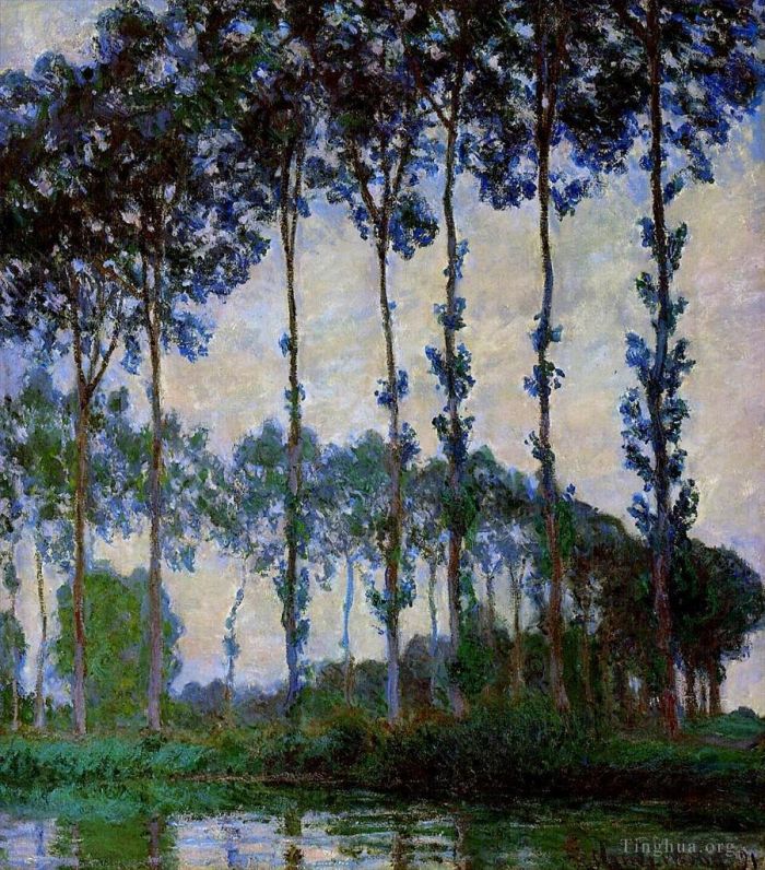 Claude Monet Ölgemälde - Pappeln am Ufer des Flusses Epte. Bewölktes Wetter
