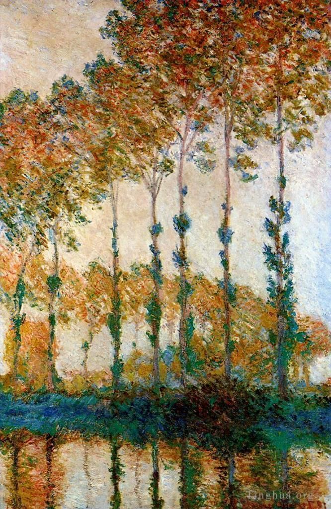 Claude Monet Ölgemälde - Pappeln am Ufer des Flusses Epte im Herbst