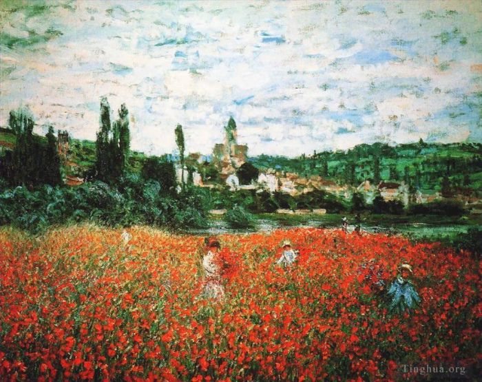 Claude Monet Ölgemälde - Mohnfeld in der Nähe von Vetheuil