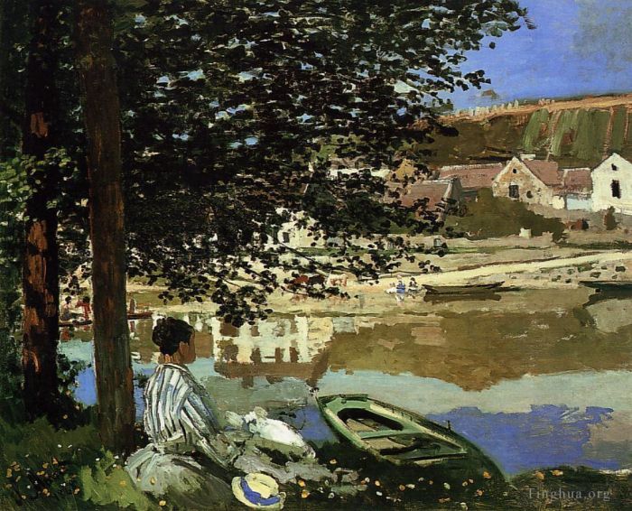 Claude Monet Ölgemälde - Flussszene in Bennecourt