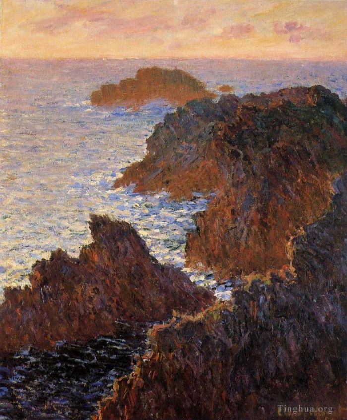 Claude Monet Ölgemälde - Felsen bei BelleIle PortDomois
