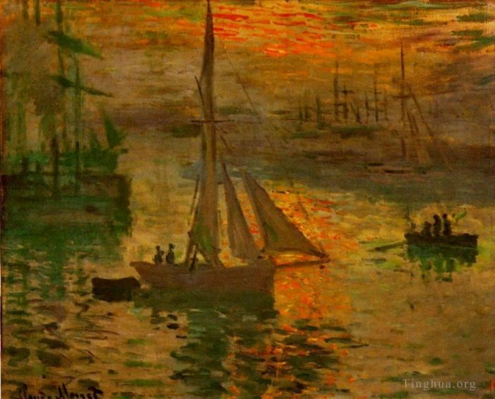 Claude Monet Ölgemälde - Sonnenaufgang, auch bekannt als Meereslandschaft