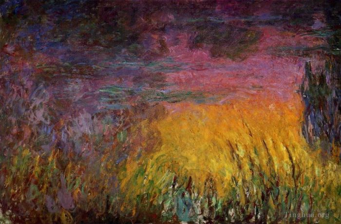 Claude Monet Ölgemälde - Der Sonnenuntergang verließ die Hälfte