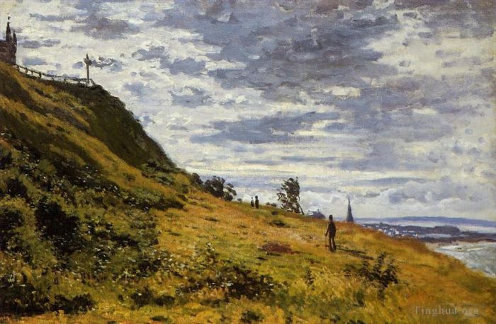 Claude Monet Ölgemälde - Ein Spaziergang auf den Klippen von SainteAdresse