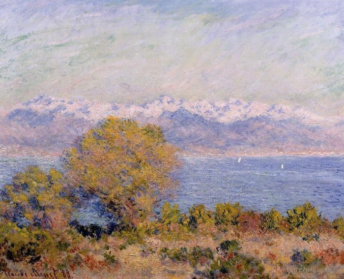 Claude Monet Ölgemälde - Die Alpen vom Cap d Antibes aus gesehen