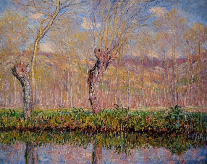 Claude Monet Ölgemälde - Die Ufer des Flusses Epte im Frühling