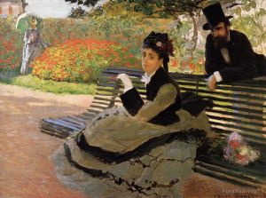 Claude Monet Werk - Der Strand, auch bekannt als Camille Monet, auf einer Gartenbank