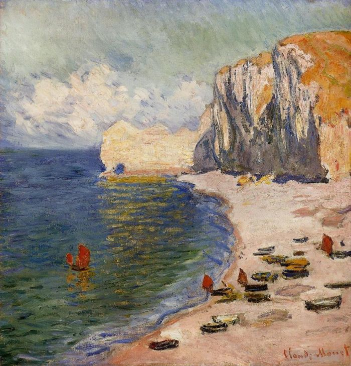 Claude Monet Ölgemälde - Der Strand und die Falaise d Amont