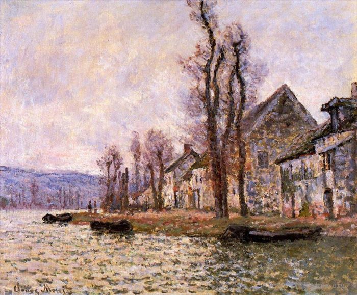 Claude Monet Ölgemälde - Die Biegung der Seine bei Lavacourt Winter