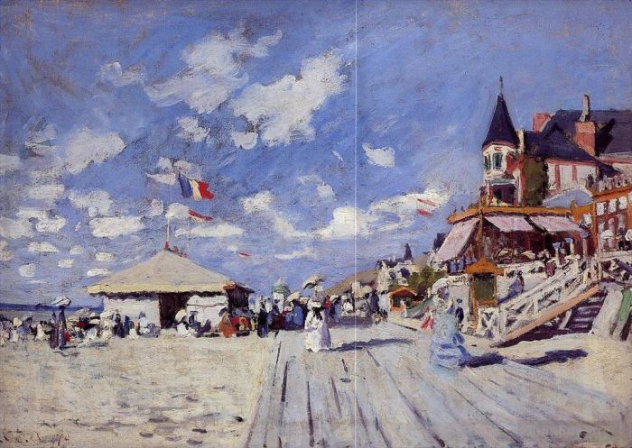 Claude Monet Ölgemälde - Die Promenade am Strand von Trouville