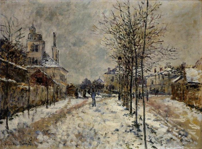 Claude Monet Ölgemälde - Der Boulevard de Pontoise bei Argenteuil Schneeeffekt