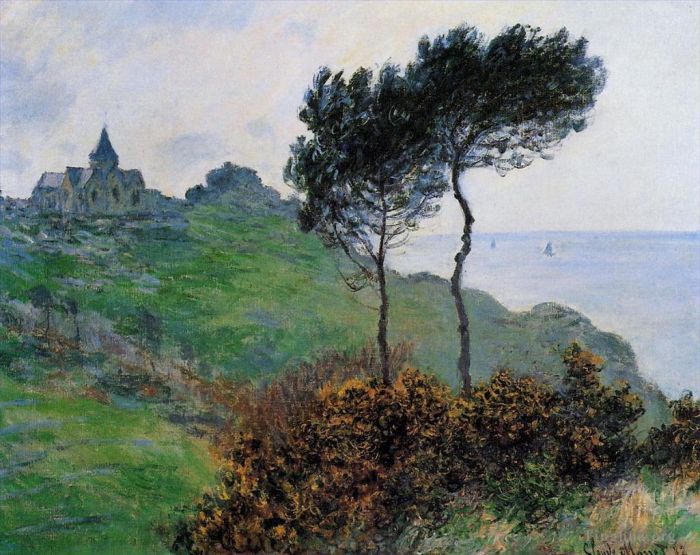 Claude Monet Ölgemälde - Die Kirche in Varengaville Graues Wetter