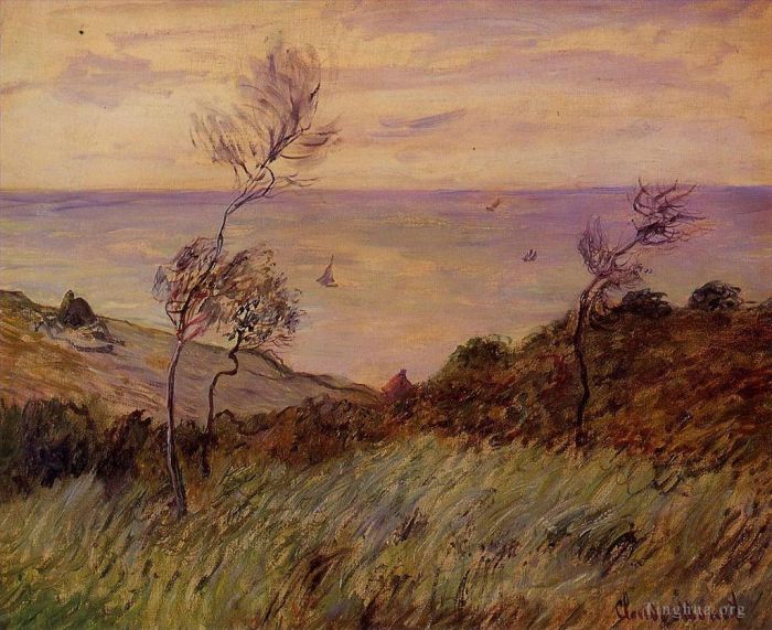 Claude Monet Ölgemälde - Die Klippen von Varengeville Windstoß