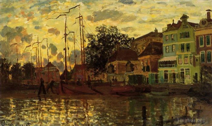 Claude Monet Ölgemälde - Der Deich am Zaandam-Abend