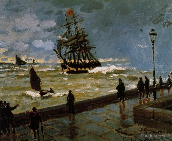 Claude Monet Ölgemälde - Der Steg von Le Havre in Rough Westher II