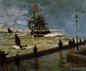Claude Monet Werk - Der Steg von Le Havre in Rough Westher II
