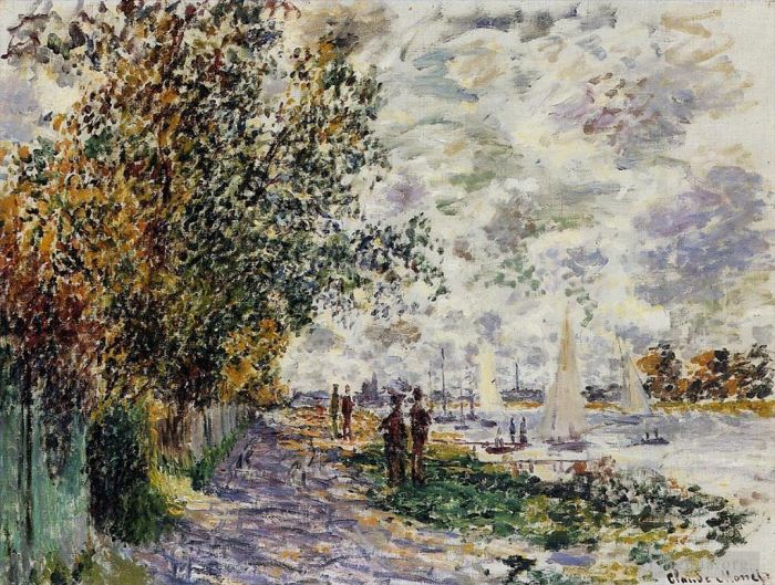 Claude Monet Ölgemälde - Das Flussufer bei Petit Gennevilliers