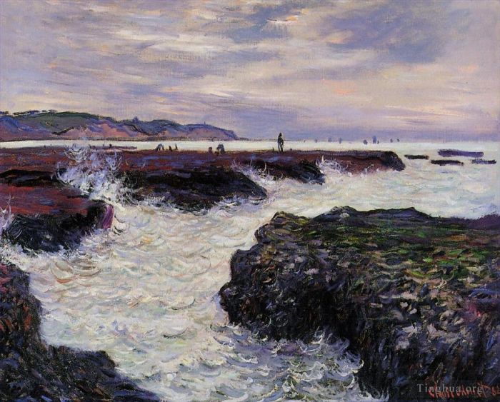 Claude Monet Ölgemälde - Die Felsen bei Ebbe in Pourville