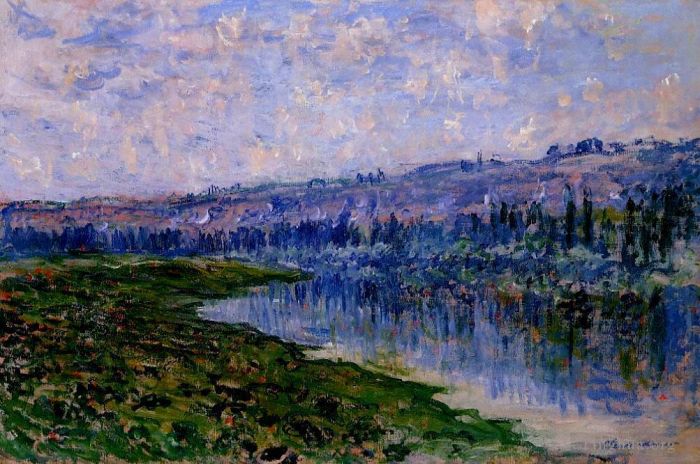 Claude Monet Ölgemälde - Die Seine und die Chaantemesle-Hügel