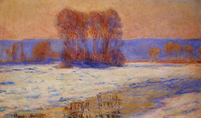 Claude Monet Ölgemälde - Die Seine bei Bennecourt im Winter