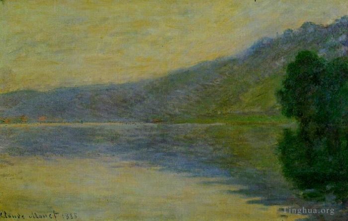 Claude Monet Ölgemälde - Die Seine bei PortVillez Blue Effect