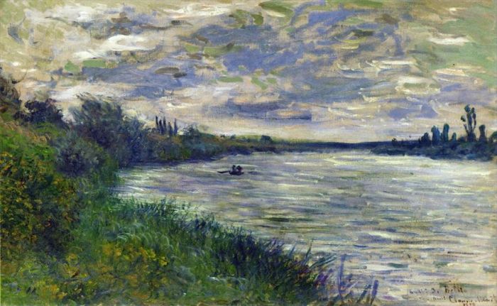 Claude Monet Ölgemälde - Die Seine in der Nähe von Vetheuil Stürmisches Wetter