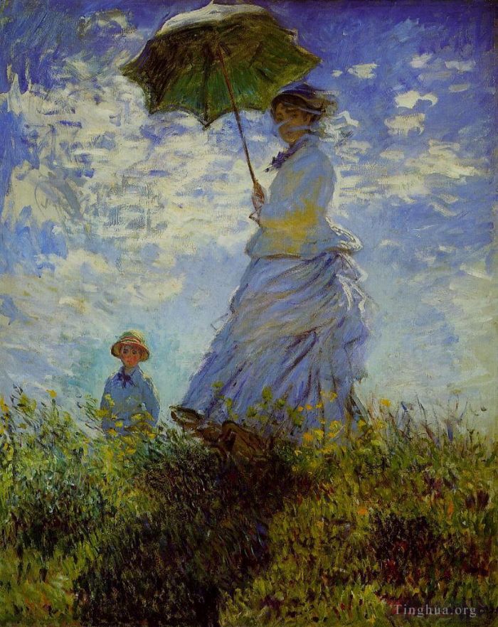 Claude Monet Ölgemälde - Die Spaziergängerin mit Sonnenschirm